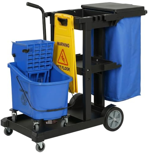 HOMCOM Carrello Pulizia, 3 Livelli, per Hotel, 122x46.5x101cm
