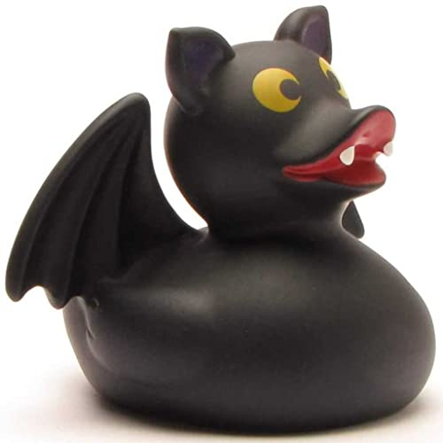 Duckshop I Badeente Fledermaus I Quietscheente - L: 10,5 cm I Quietscheentchen I Geschenk für Halloween-Fans I Präsent Sammler