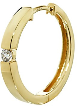 NKlaus Set 2 x enkla fällbara creoler – örhängen guld 18,4 x 2,7 mm – gult guld 33 kreoler med fyrkantig zirkonia – smycken kvinnor och flickor – 40594, Gult guld, Kubisk zirkonia