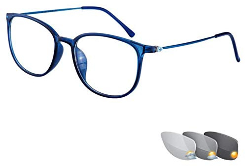Retro-Mode Multi-Fokus Lesebrille, Full-Frame-Männer und Frauen Brille, Metallbeine, PC-Objektive, Ultra-Light Anti-Fatigue Bifocal Brille, komfortable einfache stilvolle