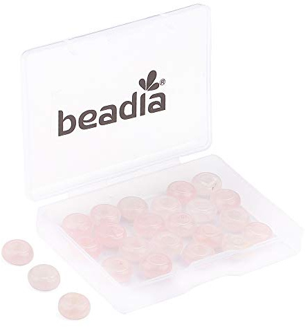 BEADIA Natural Rose Quartz Crystal Rondelle Stone with Large Hole (4mm) Loose Semi Gemstone Beads for Jewelry Making 10mmx4mm 24pcs
