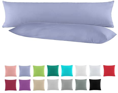 BaSaTex Baumwolle Renforcé Kissenbezug, 2er Pack, 40x145 cm, Jeans | 100% Baumwolle, Öko_Tex Zertifiziert, Reißverschluss