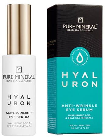 Pure Mineral - Hyaluron Anti-Falten Augenserum für alle Hauttypen - Reduziert Falten und Augenringe, intensive Feuchtigkeit - Ohne Silikone, Sulfate, Parabene - 30ml