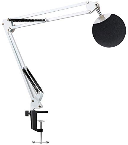YOUSHARES Blue Snowball Mic Stand with Microphone Cover Foam - White Mic Boom Arm for Blue Snowball Microphone with Mic Pop Filter