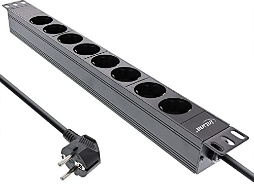 InLine® 19 Steckdosenleiste, 8-Fach Schutzkontakt, ohne Schalter, 2m, schwarz