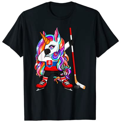 Dabbing Unicorn Slovakia Ice Hockey Fans Jersey Winter Sport T-Shirt