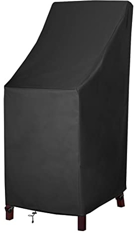 MAVINCHER Fundas para sillas de patio, respaldo alto, impermeables, 600D, resistentes al agua, para sillas de bar y césped, se adaptan a 4-6 sillas de comedor apilables, 27 pulgadas de ancho x 27