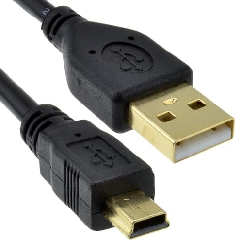 LILMACC USB 2.0 A Male to Mini B 5-Pin Charging Cable Lead — Game Console/Controller ETC, Dash Cam, Digital Cameras, GoPro, SatNav, GPS, MP3 Players Gold Plated (2M)