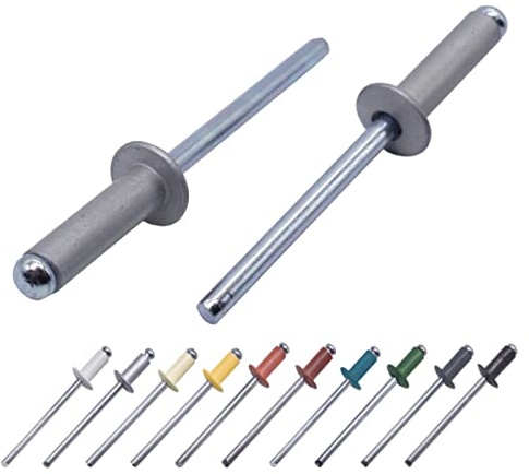 Lot de 400 rivets aveugles peints 4,0 x 12 mm, tête bombée, DIN 7337, rivets en aluminium et mandrin en acier, rivets pop (400, aluminium blanc RAL 9006)