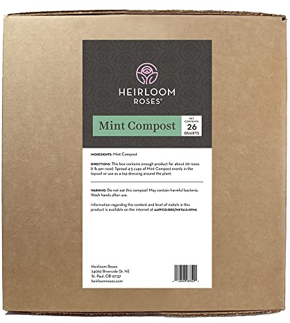 Heirloom Roses Mint Compost,100% Natural,Top Soil Amendment for Rose Planting, Rich in Micronutrients and Nitrogen for Garden Vegetables and Flowers, 26 Quart Box