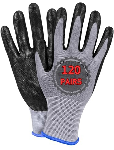 Ogrifox Nitrilhandschuhe, Schutzhandschuhe Ox.13.374 Foamer, Grau-Schwarz, 10 Größe, 120 Paar