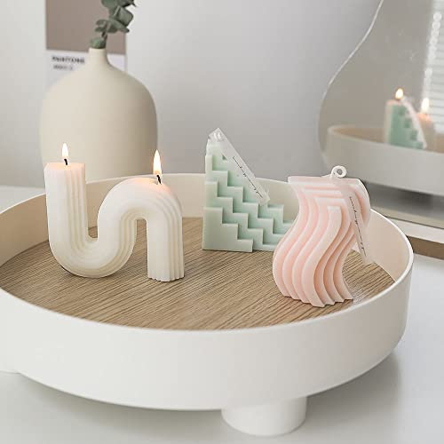 Lot de 3 bougies torsadées esthétiques en cire de soja en forme de U, en forme de S et triangle, bougies décoratives pour mariage, cadeau d'anniversaire