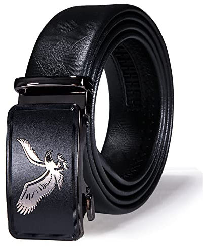 Barry.Wang Mens Fashion Herren Gürtel Echtleder Ratschenschnalle Nur 35mm Automatische Schnalle Lederband mode-Geschenkset für HerrenBusiness/Casual Gürtel, verstellbar