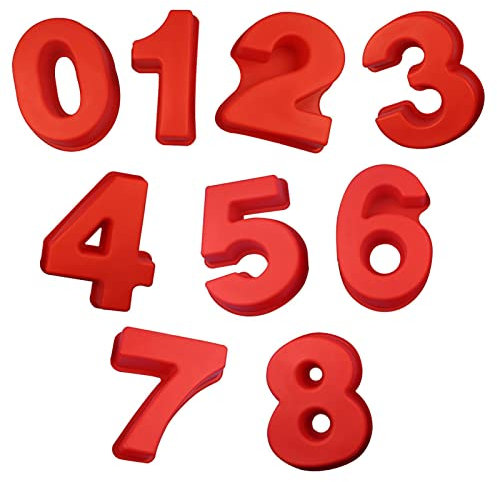 huiba Stampi per Dolci numerici - Stampo in Silicone a Forma di Numeri 3D 0-9 per Fare Torte - Stampi Suoolies da Forno Fai-da-Te per Feste, casa, vigilia di Natale, Cena, Decorazioni per Festival