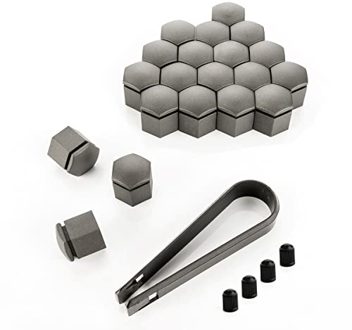 LST 20x Kappen Set Abdeckkappen Sechskant Radschrauben 19 mm grau matt