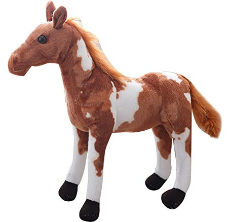 ISAKEN Poney en Peluche, Simulation Animaux en Peluche Jouet Poupées Interactives Enfants, Poney Debout Ferme Animaux Cheval en Peluche - Peluches Poneys pour Garçons, Filles Et Bébés