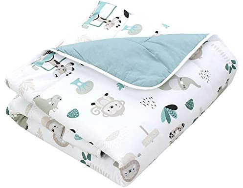 TupTam Krabbeldecke für Baby 120x120 cm - Gepolsterte Spieldecke Baby Baumwolle, XXL, OEKO-TEX, Weich & Hautfreundlich, Farbe: Zoo Grün