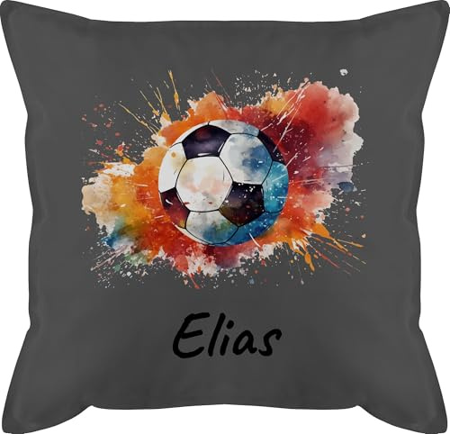 Kissen 50x50 - Fußball Geschenk Fußballer I Geschenkidee Fußballfan I Fußballerin Geschenk - 50 x 50 cm - Grau - Fussball Jungen Geschenke fussballkissen fußballfans Ball Polster