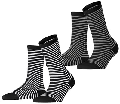ESPRIT Fine Line Multipack W So coton fantaisie 2 paires, Chaussettes Femme, Multicolore Black Mix 0050, 39-42