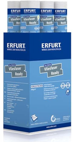 Erfurt Carta da parati in tessuto non tessuto Ready 302 bianca stampata in tessuto non tessuto, con struttura verniciabile, 6 rotoli, 10,05 x 0,53 m