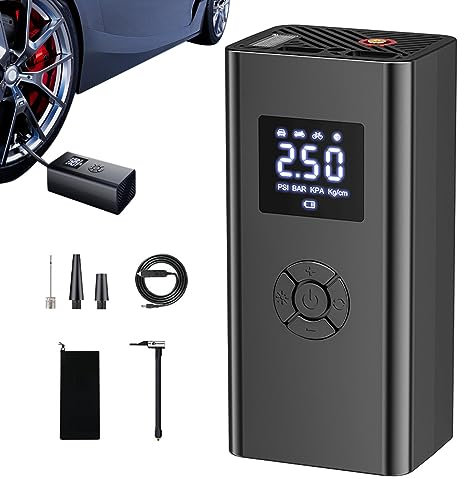 Compresor de aire portátil Uozonit | Bomba de aire de 150 PSI con 4 modos | Compresor de aire de neumáticos de apagado automático con pantalla digital, compresor de aire para coche, motocicleta y