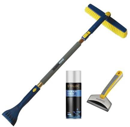 vasalat Eiskratzer Auto SUV mit Besen Teleskopstange 1000-1400m + Eiskratzer klein + Scheibenenteiser, Enteiserspray 400ml