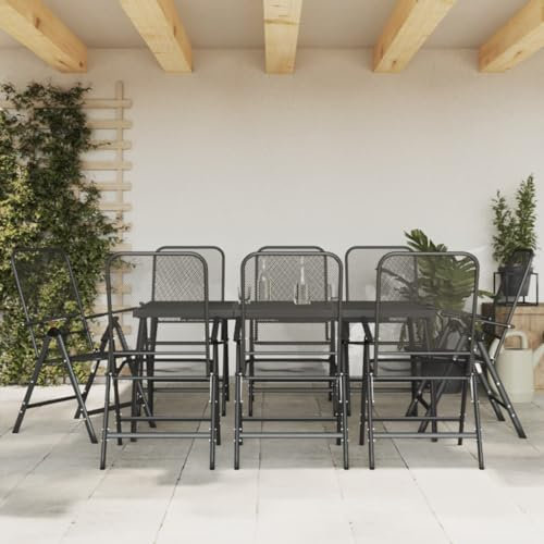 Festnight Gartenmöbel Set 8 Stühle verstellbar & klappbar Gartenmöbel Set 8 Personen Garten essgruppe 8 Personen sitzgruppe Outdoor gartengarnitur-Typ 1-9-tlg-mit 165 cm Tischlänge