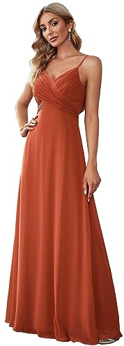 Ever-Pretty Robes de Demoiselle d'honneur Col en V sans Manche Mousseline Maxi Robe évasée ES80026