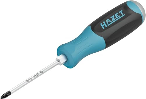 HAZET Schraubendreher 811S-PH1, Kreuzschlitz Profil PH, SW PH1, Rundklinge | Abtrieb Kreuzschlitz Profil PH, Klinge mattverchromt, Spitze brüniert, Antriebs-Sechskant 8 mm, Länge l1 80 mm, 94 g