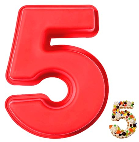 YXHZVON Kuchenform Zahlen Silikon Backform Zahl 5, Groß 3D Number Cake Zahlenbackform, Antihaftige DIY Motivbackformen für Kindergeburtstag, Hochzeit Jubiläum, Geburtstagstorte