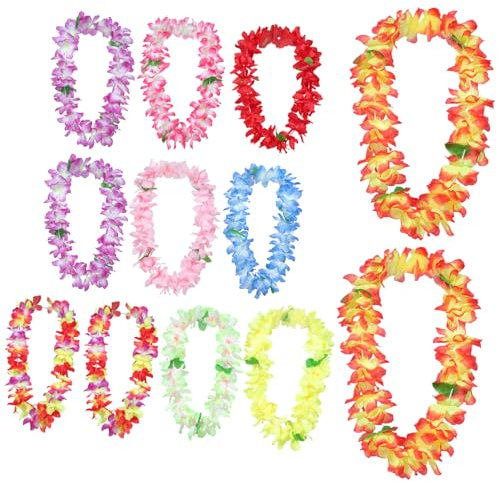 NUOBESTY 12stücke Hawaiianische Blumen-halsketten Für Erwachsene Bunte Girlanden-Ketten Hawaii-Party-Ketten Für Luau-feiern Strandfeste Und Fotografie-zubehör
