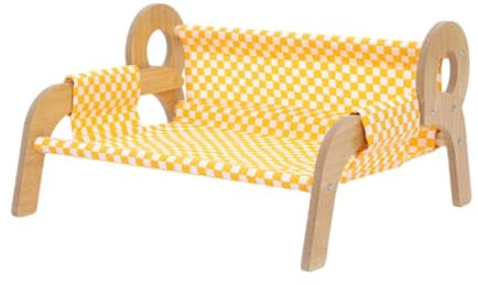 MagiDeal Erhöhtes Katzenbett, Katzenhängematte aus Holz, atmungsaktiv, abnehmbares und waschbares weiches Hundebett, Katzencouch, Katzensofa, Haustierbett für