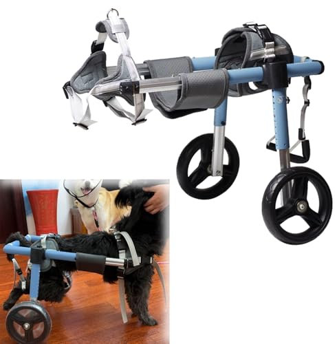 Hunderollstuhl, Verstellbarer Kleiner Hunderollstuhl für die Hinterbeine, Indoor-Hunderollstühle für jedes Gelände, Pink, Hundefahrradanhänger zum Gehen mit behinderten Hinterbeinen (Blau, S