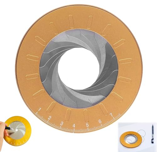 Yuhaidzsw Round Pipe Measuring Tool, Adjustable Circle Drawing Ruler, Stainless Steel & Aluminum Alloy, 4.92in x 3in