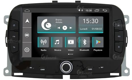 JF Sound - Autoradio X7C per Fiat 500 dal 2015 - Display HD 7 - CarPlay e Android Auto via Cavo - Bluetooth - Radio DAB+ - Prodotto in Italia