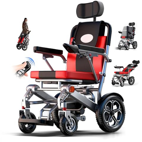 ZQHQKJ Elektrischer Rollstuhl faltbar für Senioren Leichter, mobiler Rollstuhl elektrisch mit Fernbedienung, 500W Motor, bis 25-50 km Reichweite, 150 kg Tragfähigkeit, Ideal für Reisen und Alltag,18a