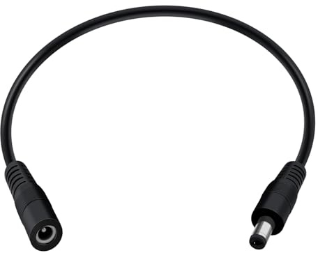 HuaLiSiJi DC Verlängerungskabel 12V 24V 18AWG Männlich zu Weiblich Verlängerungskabel 5.5mm x 2.1mm DC Stecker Buchse für LED Streifen, DVR, CCTV Kamera (Schwarz, 0.3 m)