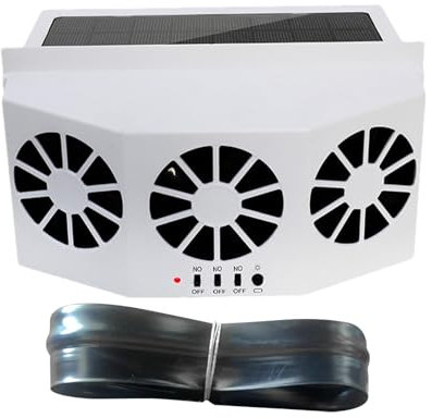 Solar Car Exhaust Fan - Window Cooling Fan, Auto Air Ventilator | Quiet Three Outlet Solar Vent System With Battery, Air Circulation Deodorizer Eliminating Heat Moisture For Sedan Vehicle Interior
