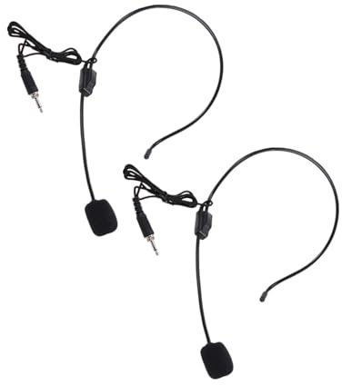 LABRIMP 2 Stück Kopfmikrofon für Sprachverstärker Omnidirektional Klarer Klang 3,5-MM Stecker Schwarz 105cm für Unterricht