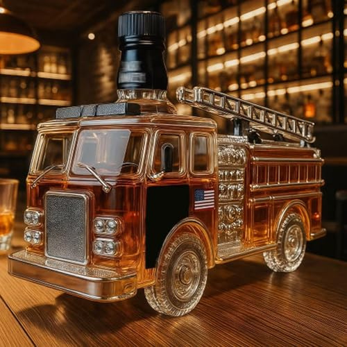 Carafe A Decanter Vin - Decanter Whisky Figurine, Sculptures De Bouteilles De Whisky En Forme De Camion De Pompiers, Statues De Carafes En Verre Créatives Et Originales En 3D(D)