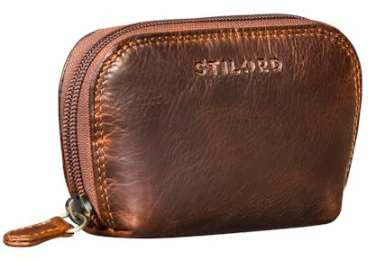 STILORD Junis Edle Schlüsseltasche Leder Schlüsseletui RFID mit Schlüsselkette & Münzfach Organizer Echtleder Schlüsselmäppchen Cognac mit Geschenkbox für Herren & Damen