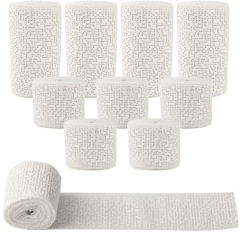 Vaskula 10 Piezas Vendas de Yeso 270 cm Venda de Escayola para Modelado Secado Rápido Vendas de Yeso para Manualidades Respetuoso con la Piel para DIY Modelar de Cuerpo y Arte