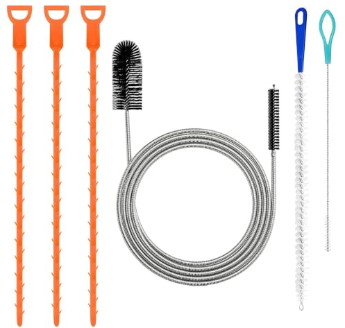 Drain Unblocker Tool, 6 PSC Shower Drain Unblocker, Sink unblockers tool, Drains snake unblockers, Reusable for Shower, Bathroom & Kitchen