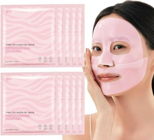 Colageno ansiktsmask 10 st mask lepilon ansiktsmask biokollagen äkta djup koreansk ansiktsmask Koreansk glashud ansikte passform anti-wrinkle lyftning natt minimerar porerna, anti-aging