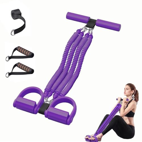 SHUOHONG Bande de Resistance Musculation 4 Tubes, Elastique Musculation avec Poignées Antidérapantes, Pedal Resistance Band avec Poignée Respirante pour Abdominaux Bras Jambes