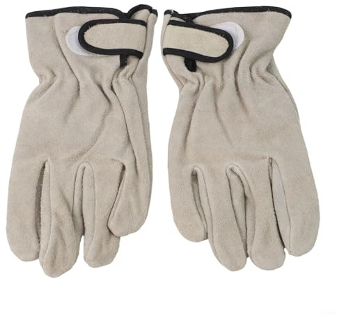 Gants de barbecue résistants à la chaleur antidérapants en polyester et cuir de qualité supérieure - 24,5 x 12 cm - Kaki
