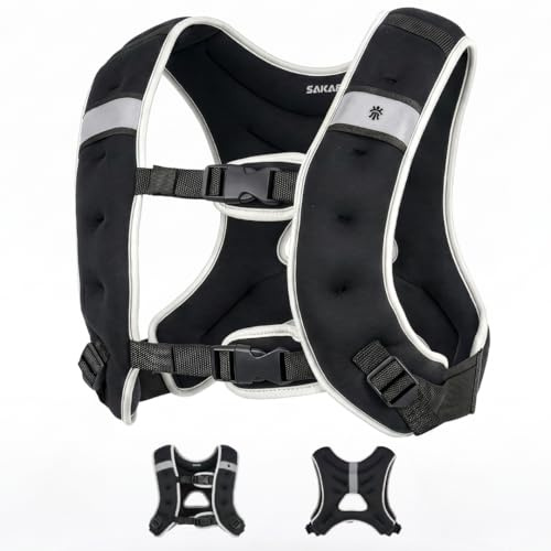 SAKAE AirFlow Weighted Vest for Walk, Running,Weight Loss, Strength Workout | Ventilated back to support clearer skin on your back, Adjustable Bust, Waist & Side straps, Balanced iron-sand weights.