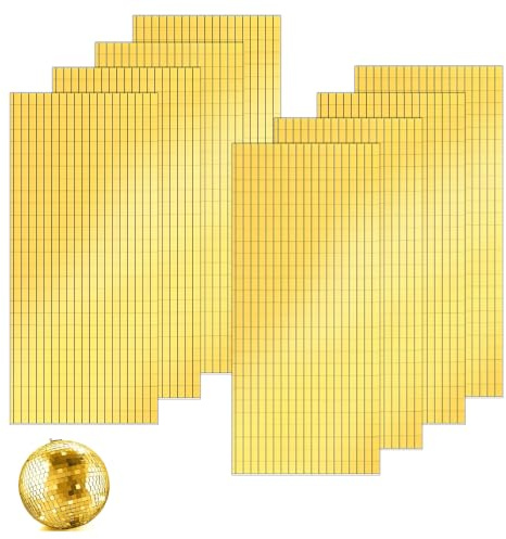 14400 azulejos autoadhesivos de mosaico, 5 x 5 mm, espejo de mosaico, bola de discoteca, azulejos de espejo, autoadhesivos, mini mosaicos para bricolaje (dorado)
