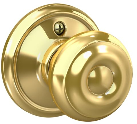 SCHLAGE F170 GEO 605 georgianischer Türknauf, einseitig, drehfest, Dummy-Türgriff, helles Messing