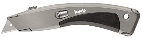 kwb couteau professionnel tapis 015 410 (2 lames extrêmement forte, boîtier métallique)